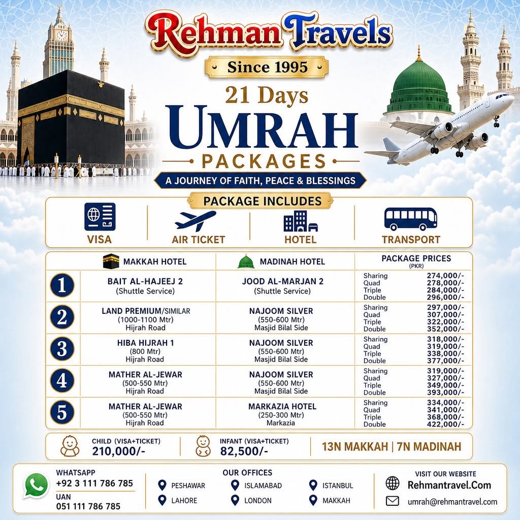 Best 21 Days Umrah Package